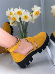 Pantofi din piele intoarsa Mia Galben-2