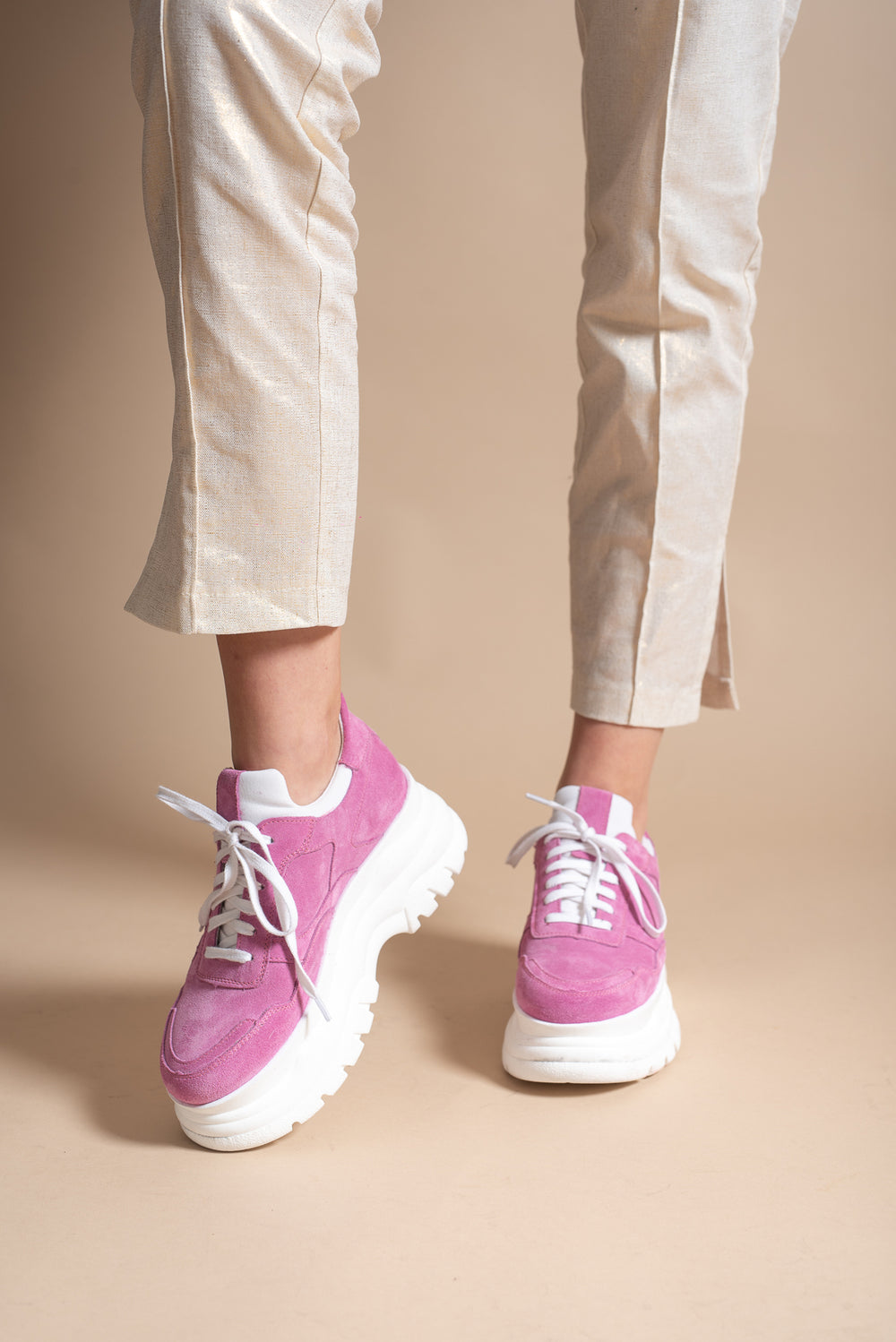 Sneakers din piele intoarsa Raquel Lila