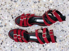Sandale din piele intoarsa Sparkle Rosu - mauri.ro (2)