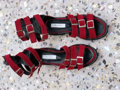 Sandale din piele intoarsa Sparkle Rosu - mauri.ro (3)