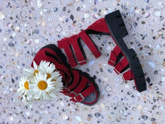 Sandale din piele intoarsa Sparkle Rosu - mauri.ro (4)