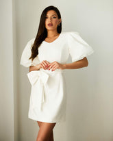 Rochie dama eleganta cu funda alba