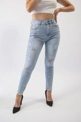 pantaloni din denim butterfly gems