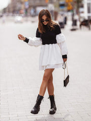 rochie-dama-cu-maneci-lungi-si-volane-alb-negru (2)