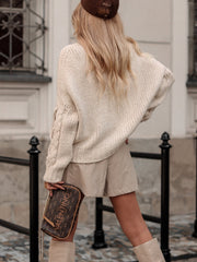 Bluza dama ecru cu guler impletit - mauri.ro (4)