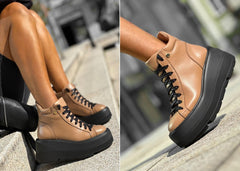 Sneakers camel inalti din piele naturala Florenza - mauri.ro (4)