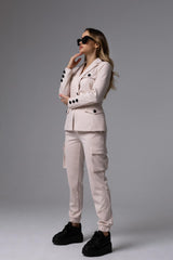 Compleu dama pantalon si sacou bej Mela - mauri.ro (1)