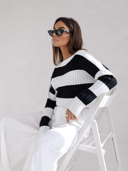 Bluza-dama-in-dungi-alb-negru-oversized (3)