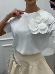 Tricou alb cu floare Linda - mauri.ro (2)
