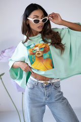 Bluza-cu-maneci-scurte-turquiose-Woman