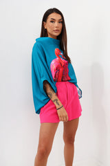 bluza-cu-maneci-scurte-albastru-glam