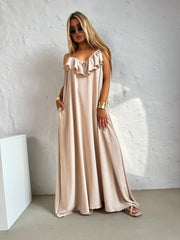 Rochie lunga bej Belinda - mauri.ro (1)