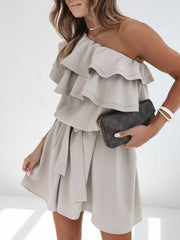 Rochie scurta taupe Vilnius - mauri.ro (1)