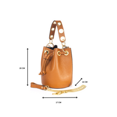 Geanta din piele naturala Bucket cognac - mauri.ro (2)