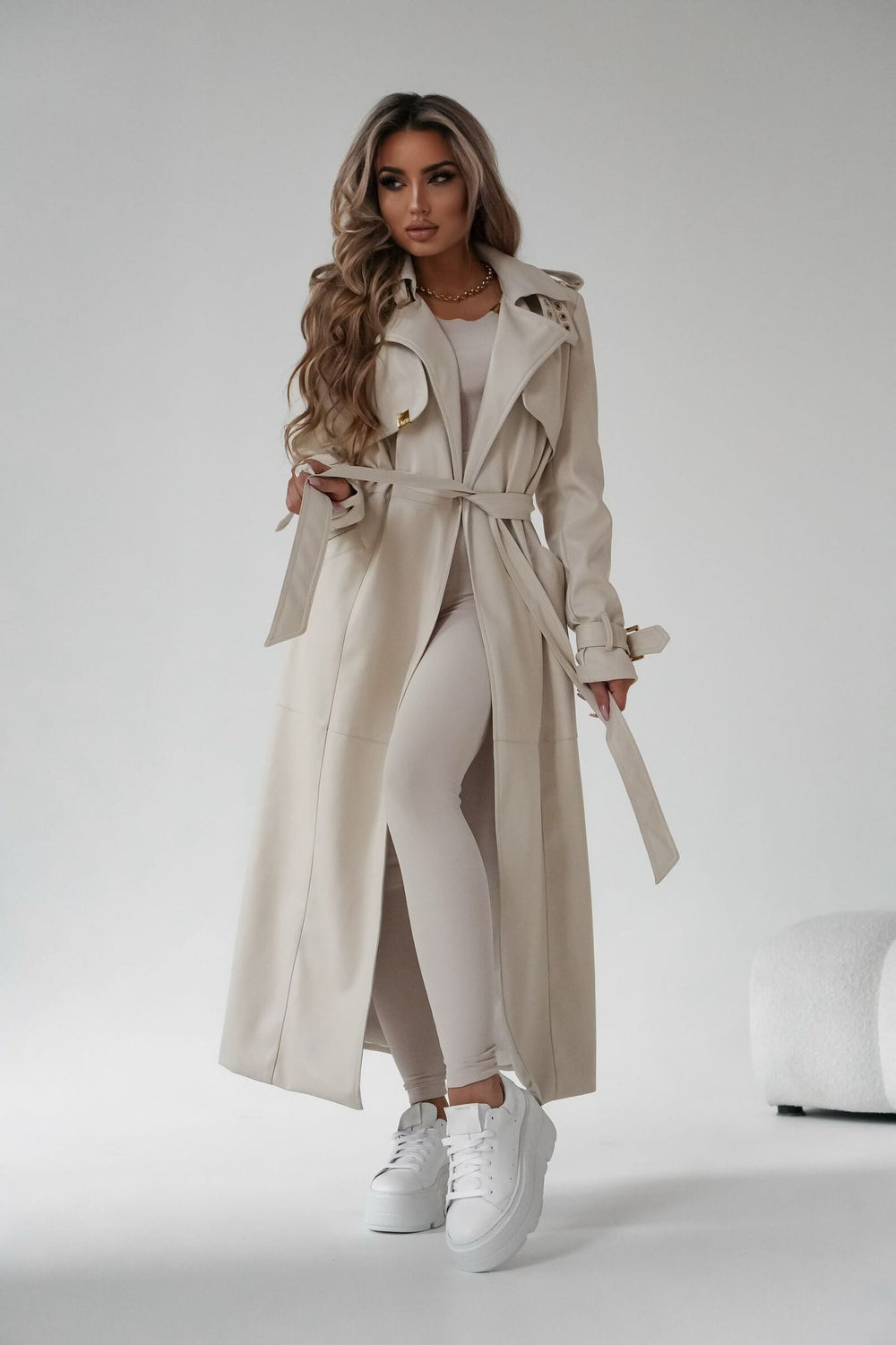 Trench midi toffee Tiago - mauri.ro (1)