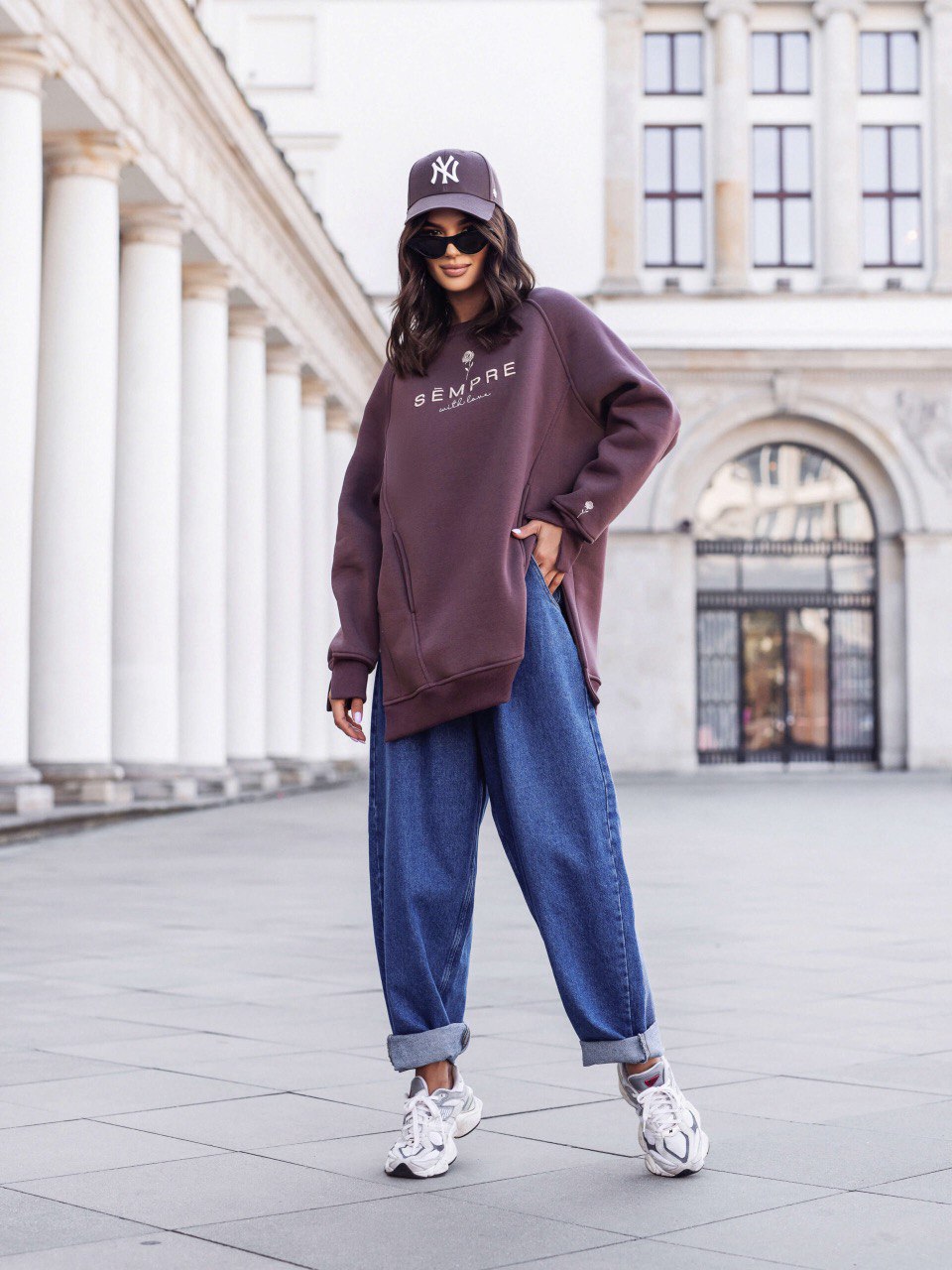 Bluza oversized ciocolata rosie Bessy - mauri.ro (1)