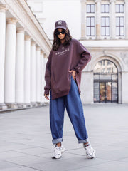 Bluza oversized ciocolata rosie Bessy - mauri.ro (1)