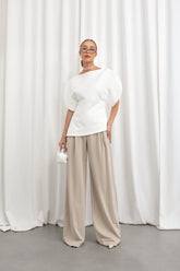 Bluză Elegantă Ivory cu Mâneci Bufante Clara