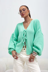 Cardigan tricotat verde mentă