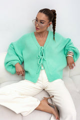 Cardigan tricotat verde mentă