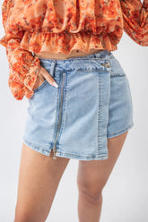 Fusta Pantalon Zipper Denim