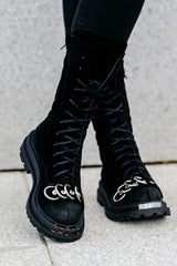 Ghete din piele intoarsa naturala negre Vichi