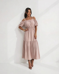 Rochie dama bej cu bretele