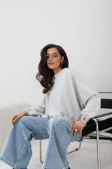 Bluza cu guler croșetat – Beige Soft