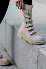 Ghete din piele naturala bej Capri