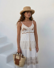 Rochie dama din in lunga alba