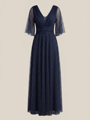 Rochie lunga Mathilde bleumarin
