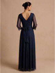 Rochie lunga Mathilde bleumarin