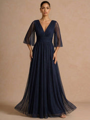 Rochie lunga Mathilde bleumarin