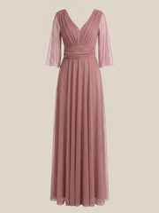 Rochie lunga Mathilde roz