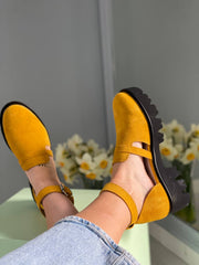 Pantofi din piele intoarsa Mia Galben-4