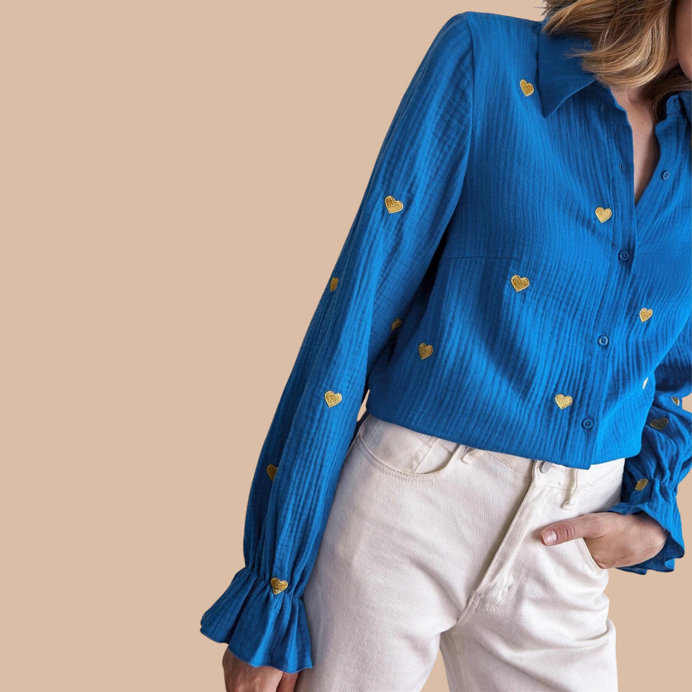Camasa Dama Albastra cu inimioare