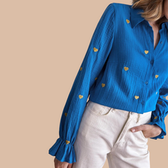 Camasa Dama Albastra cu inimioare