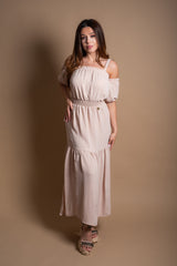 rochie-dama-cu-volane-bej