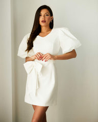 Rochie dama eleganta cu funda alba