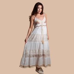 Rochie dama din in lunga alba