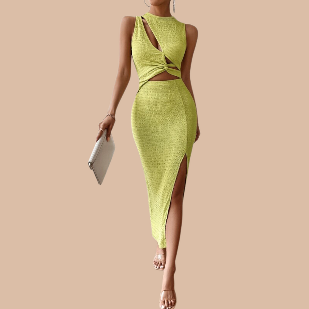Rochie pe corp cu decolteu vertical verde