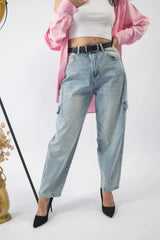 pantaloni din denim cargo