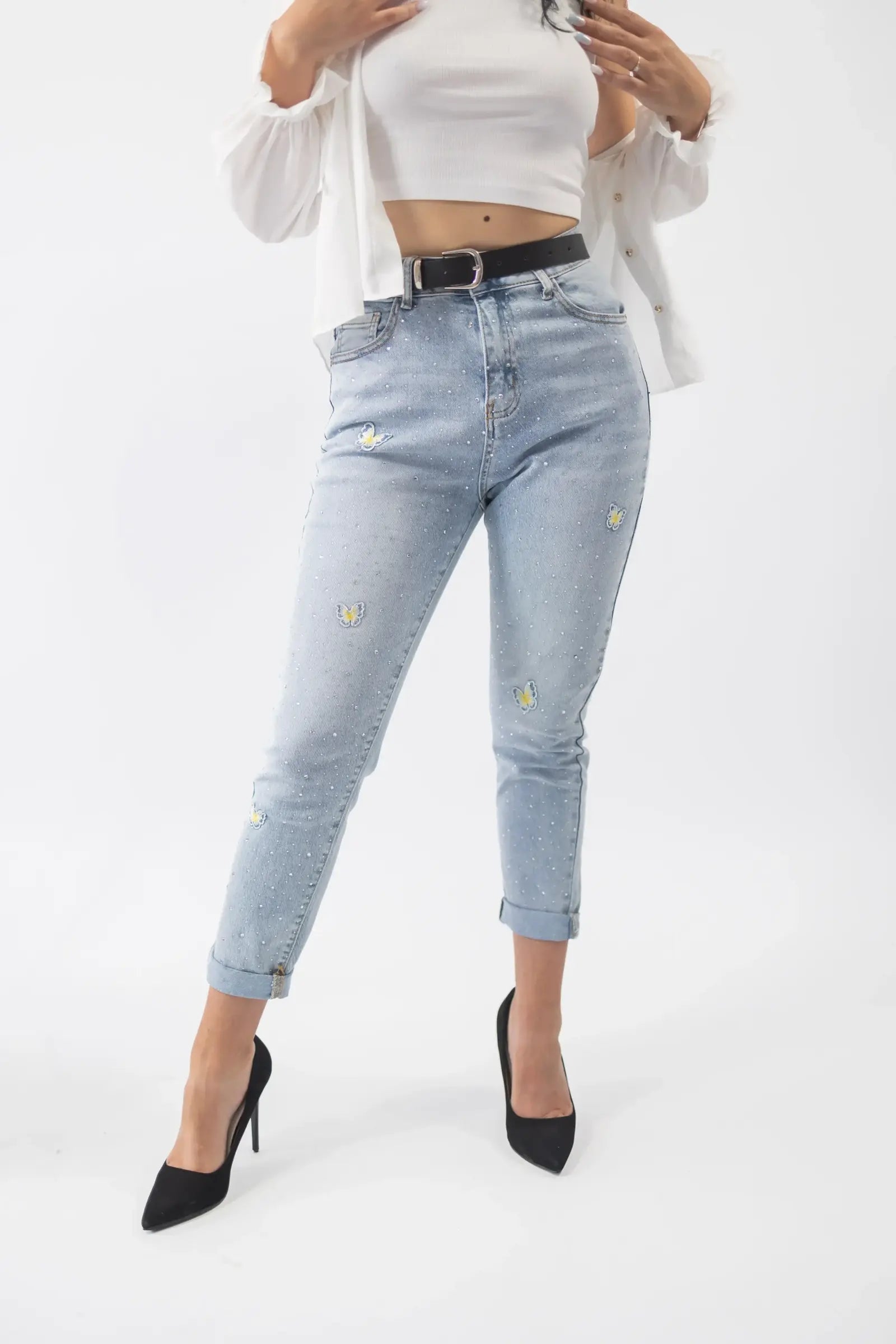 pantaloni din denim butterfly