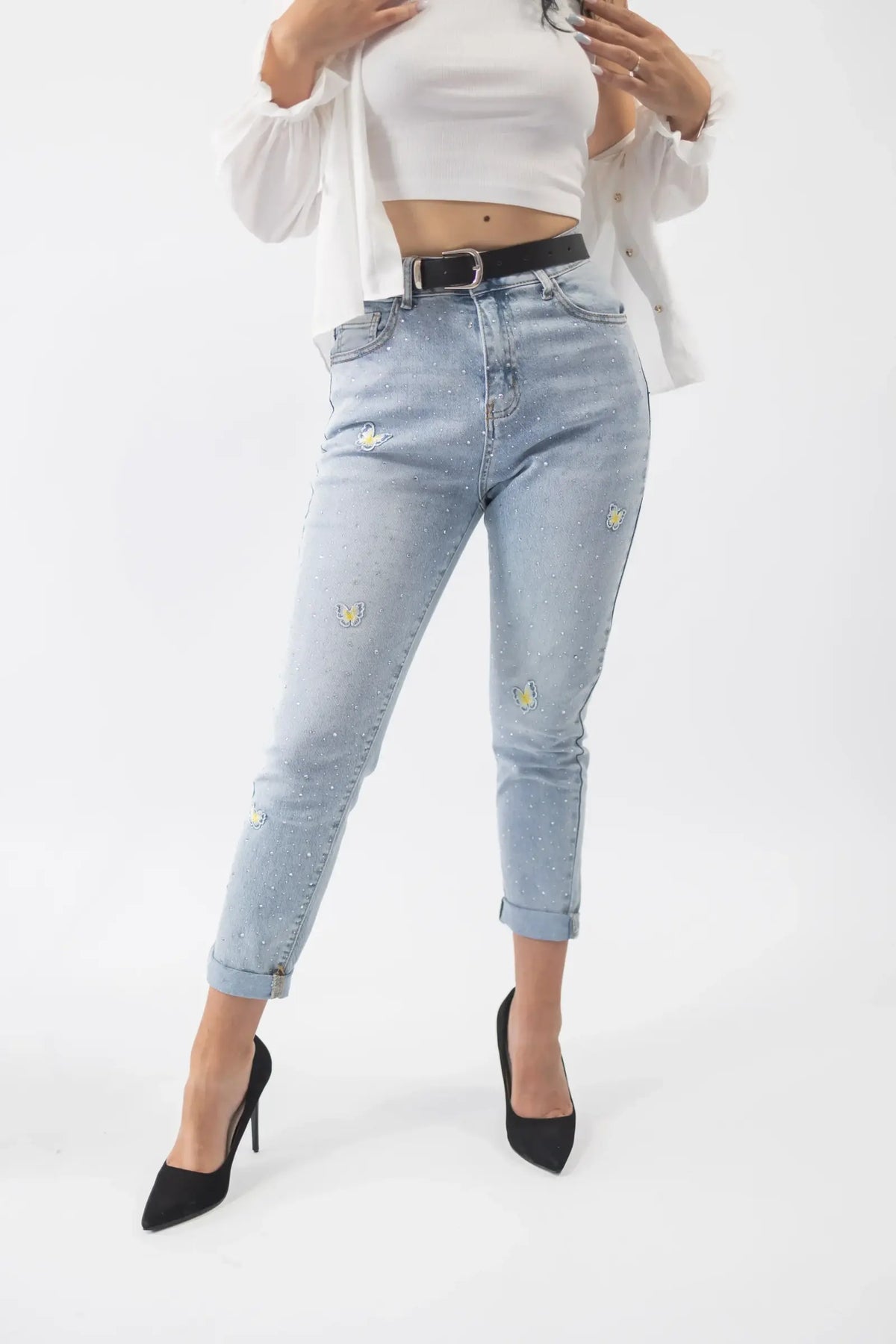 pantaloni din denim butterfly