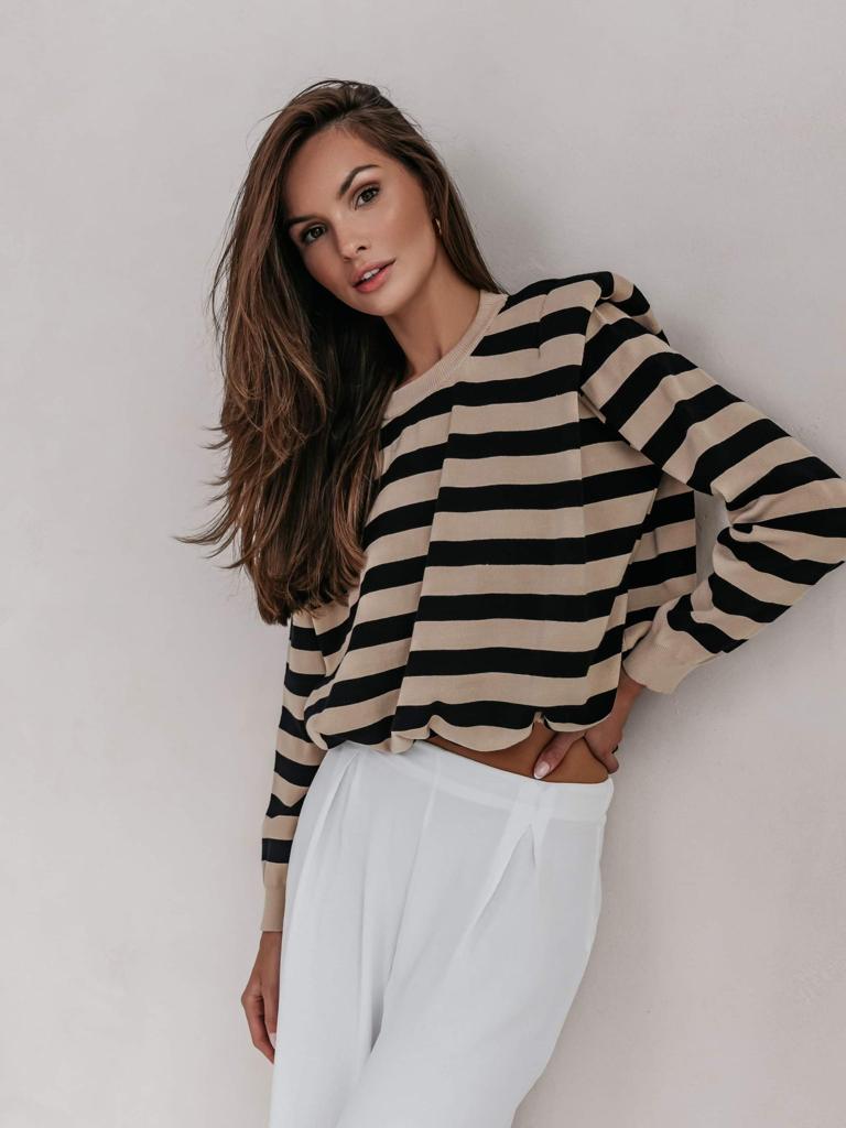 bluza-dama-in-dungi-negru-cu-bej (4)