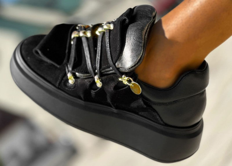 Sneakers din piele naturala neagra Emily - mauri.ro (2)