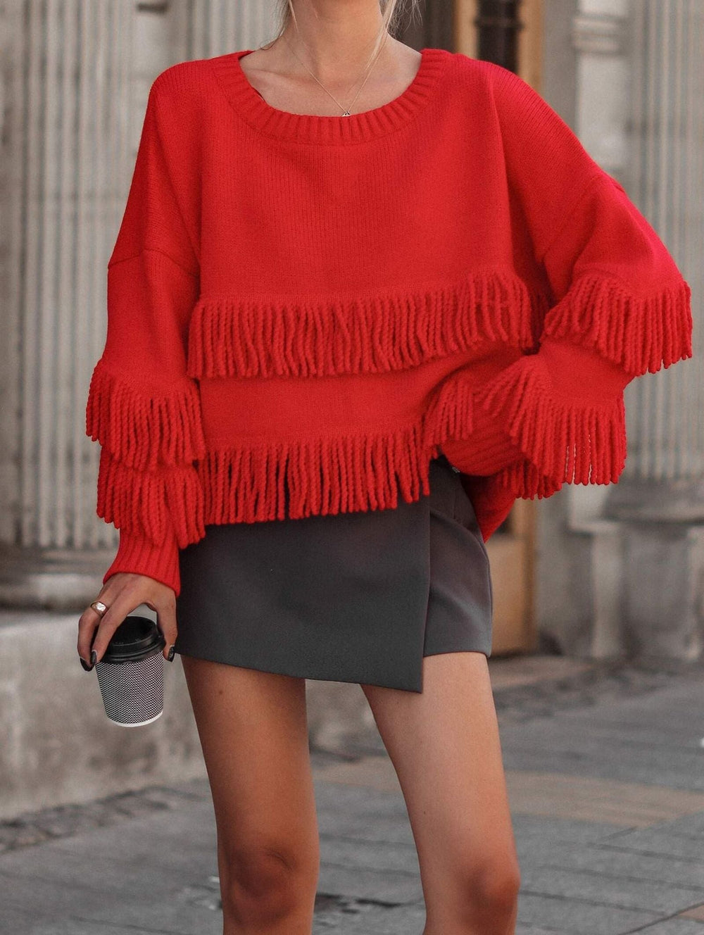 bluza-dama-rosie-cu-ciucuri