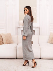 rochie-dama-gri-cu-maneci-largi-si-decolteu-plic