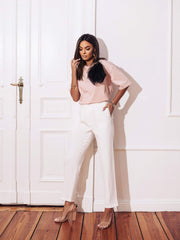 Bluza-dama-nude-cu-maneci-scurte-si-accesoriu-tip-floare