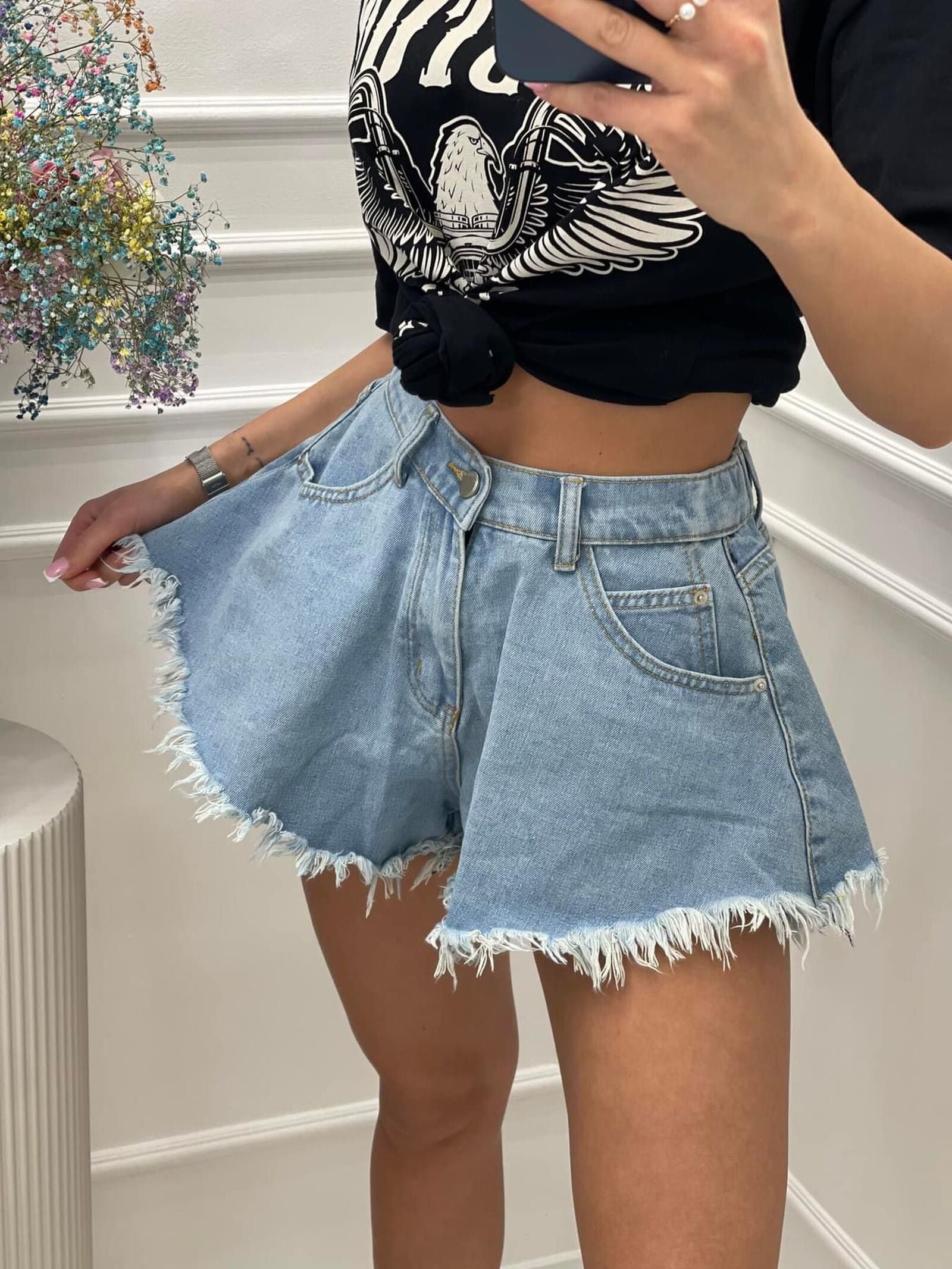 Pantaloni scurti din denim Kity - mauri.ro (5)